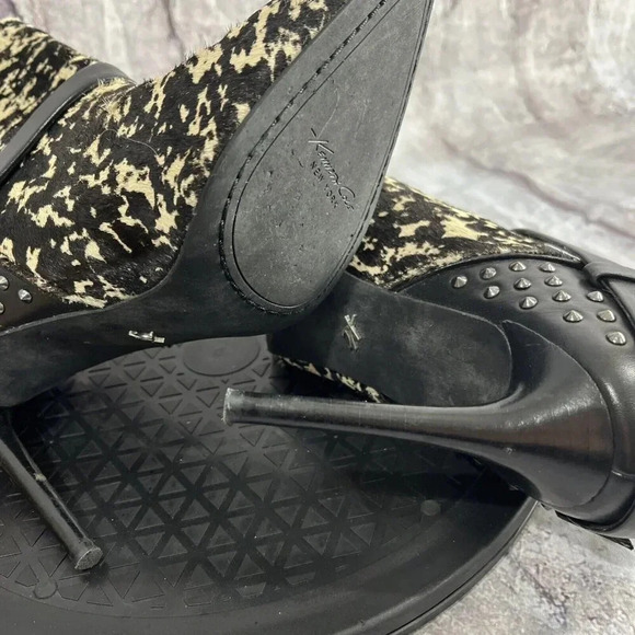 Kenneth Cole Bon Always Leather Studded Stiletto Heel Bootie Size 7.5 Calf Hair - Picture 5 of 6
